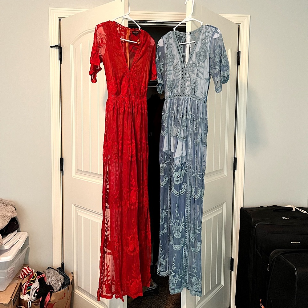 2 lace maxi romper dresses
